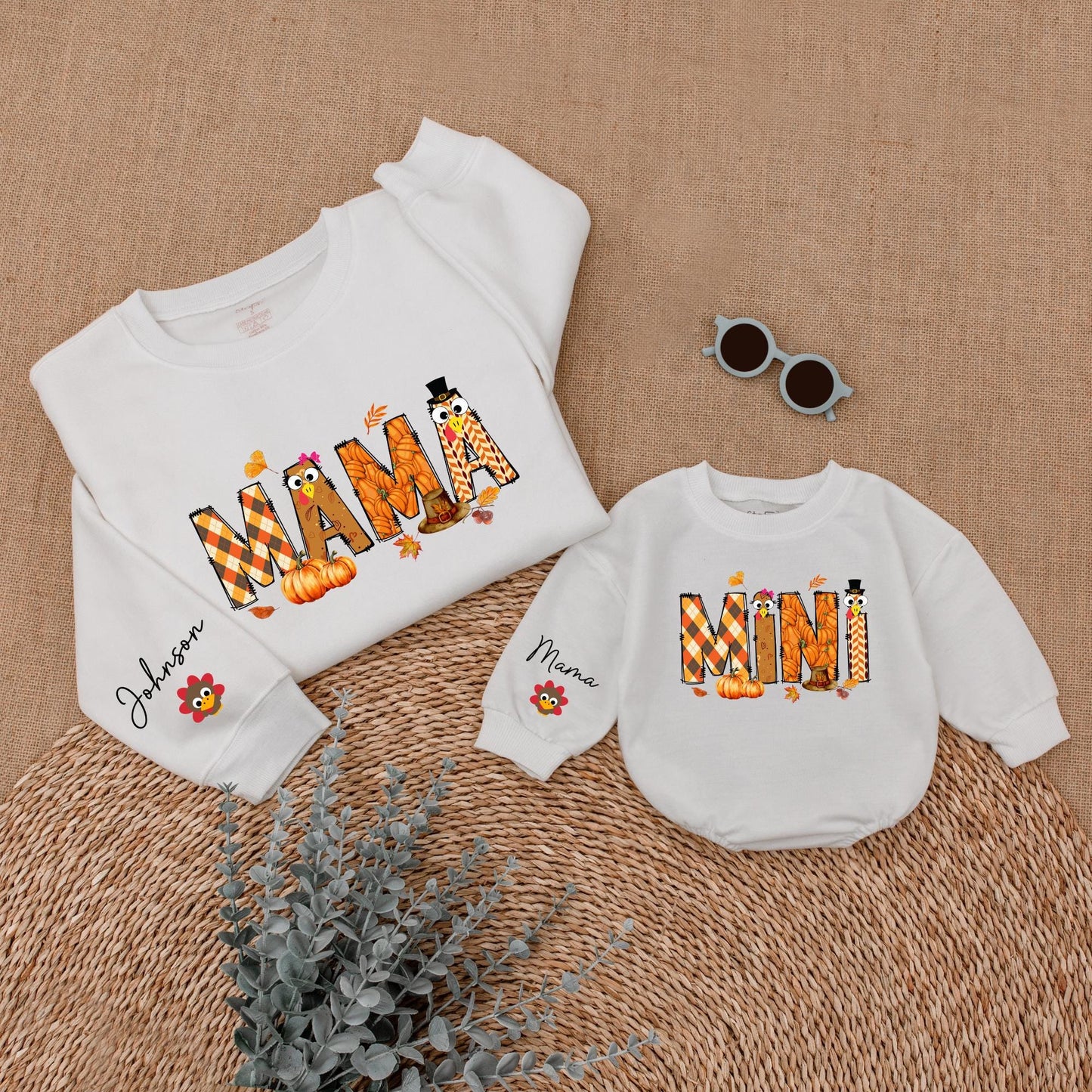 Mom and Mini Thanksgiving Sweaters, Custom Family Fall Outfits