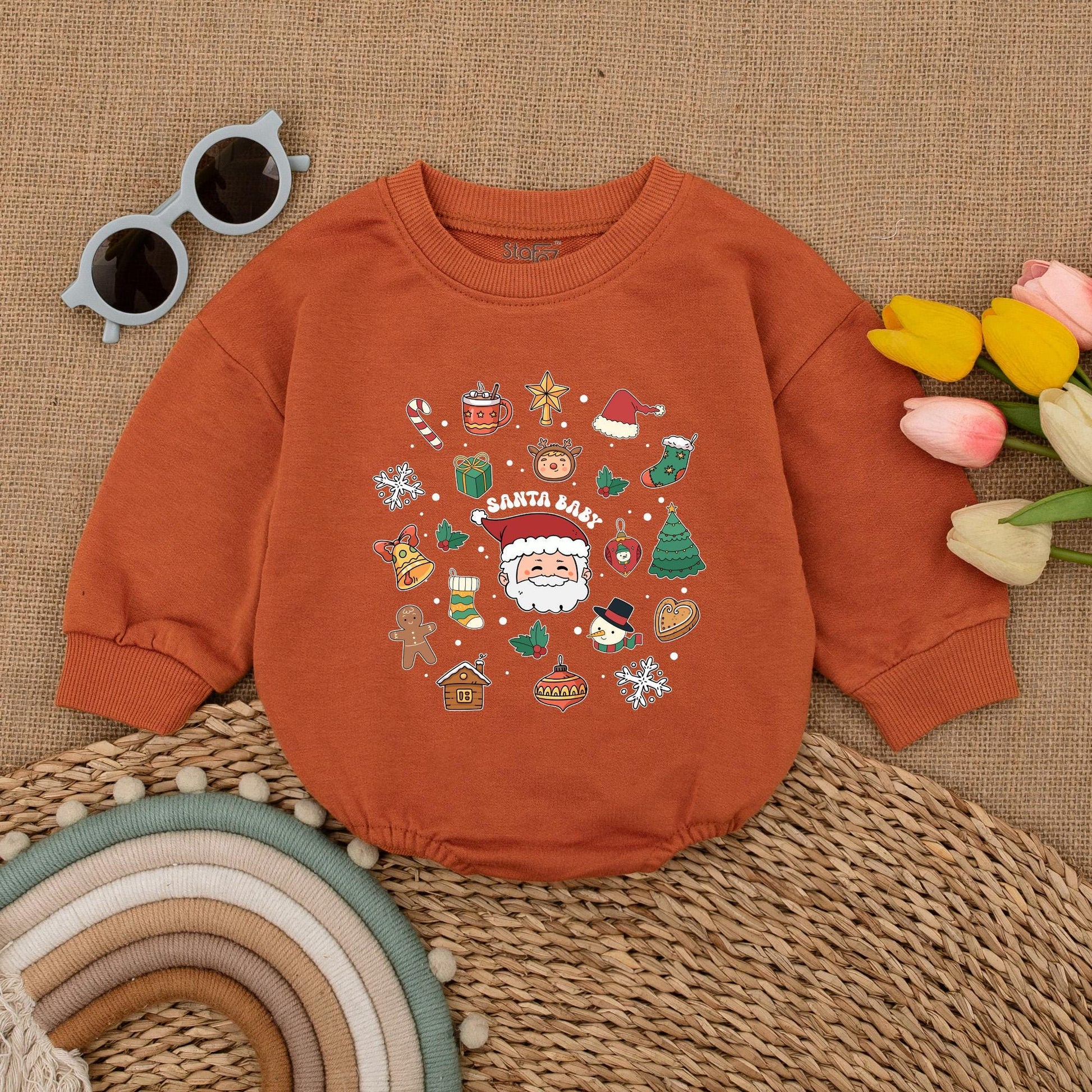 Vintage Santa Baby Romper: First Christmas Outfit & Gift Set