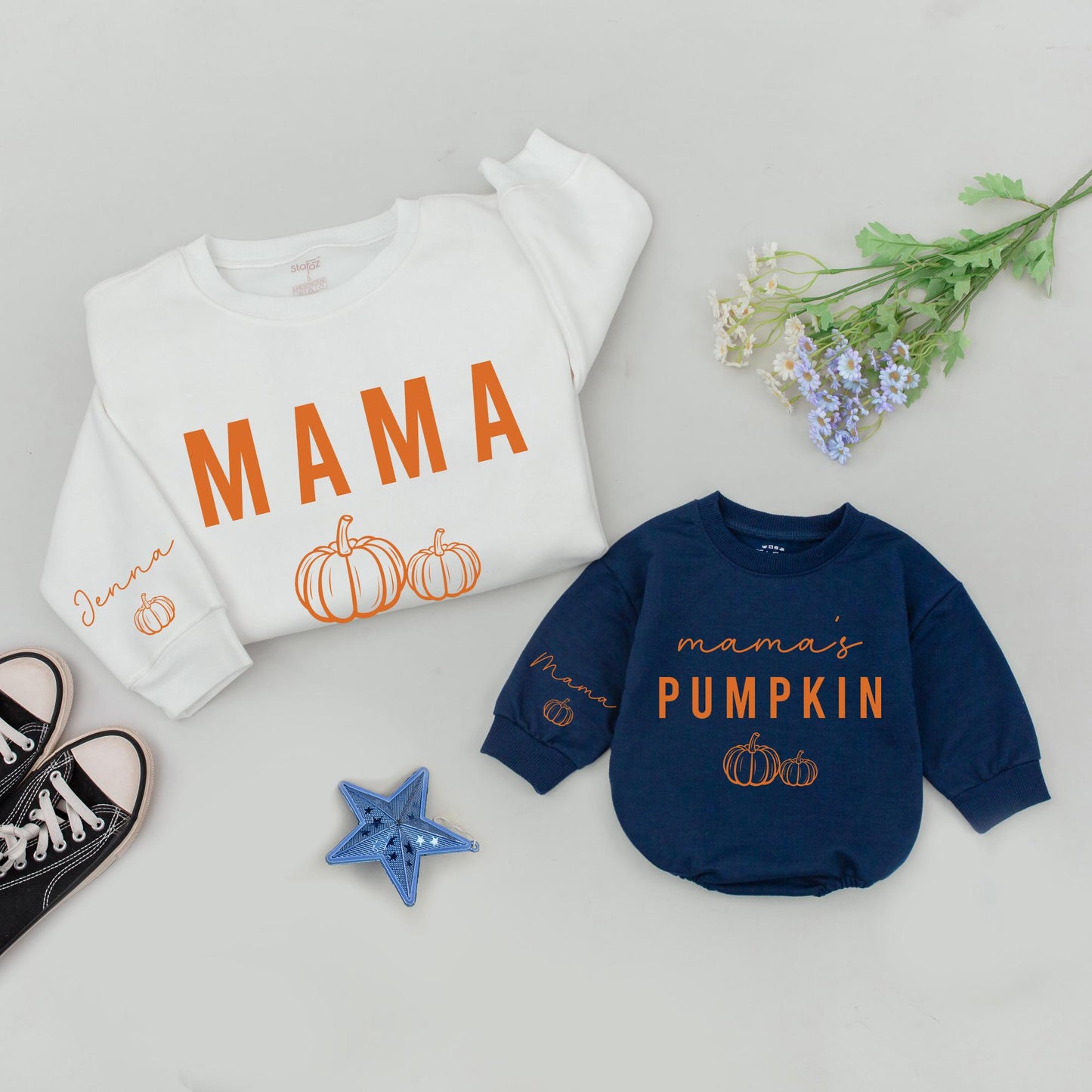 Mama & Mini Pumpkin Sweatshirt Set - Retro Fall Thanksgiving Outfit