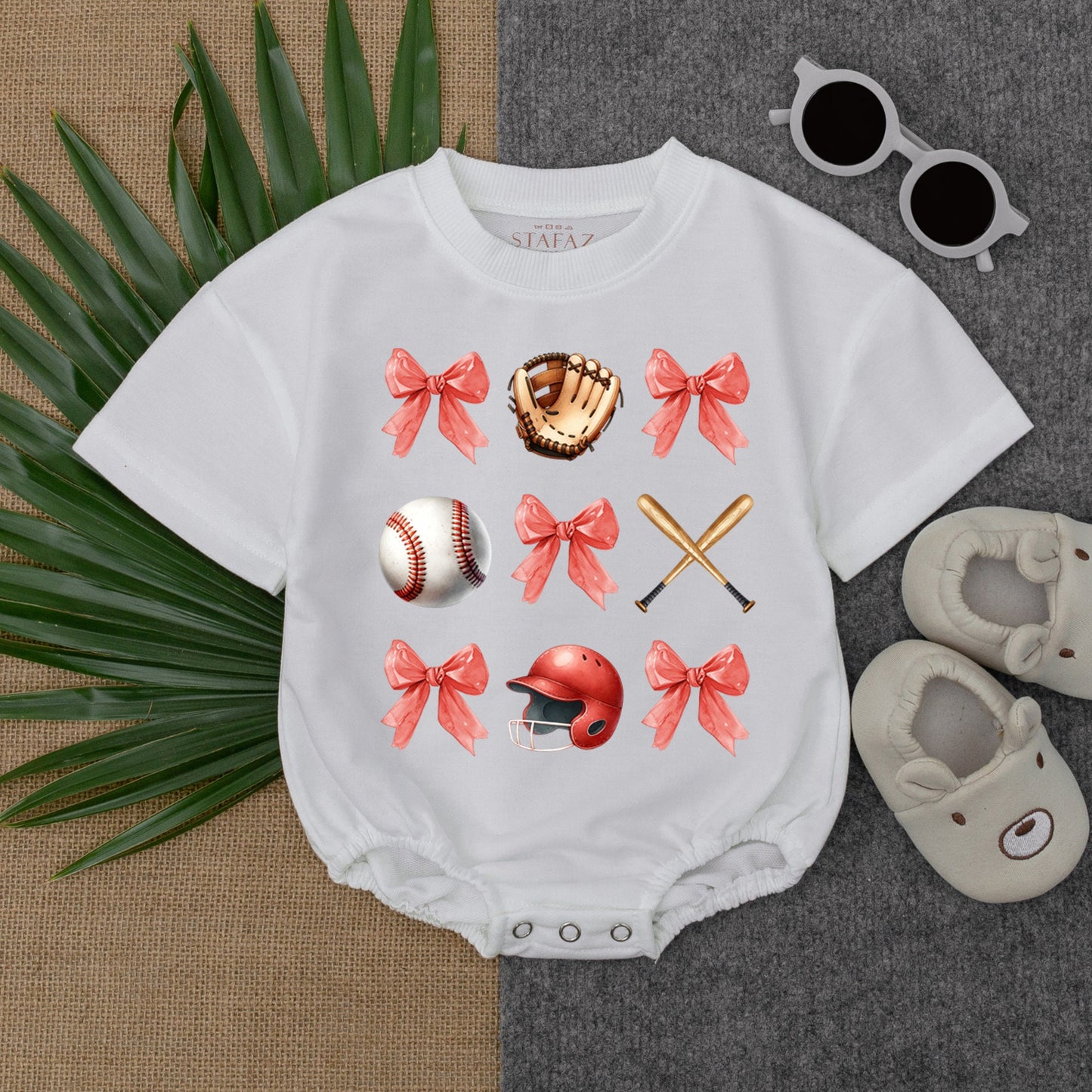 Gameday Baby Romper: Baseball Bow Outfit for Birthday or Shower Gift