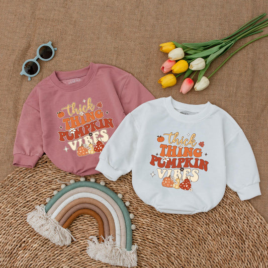 Pumpkin Vibes Romper: Thanksgiving Baby Outfit, Fall Baby Gift