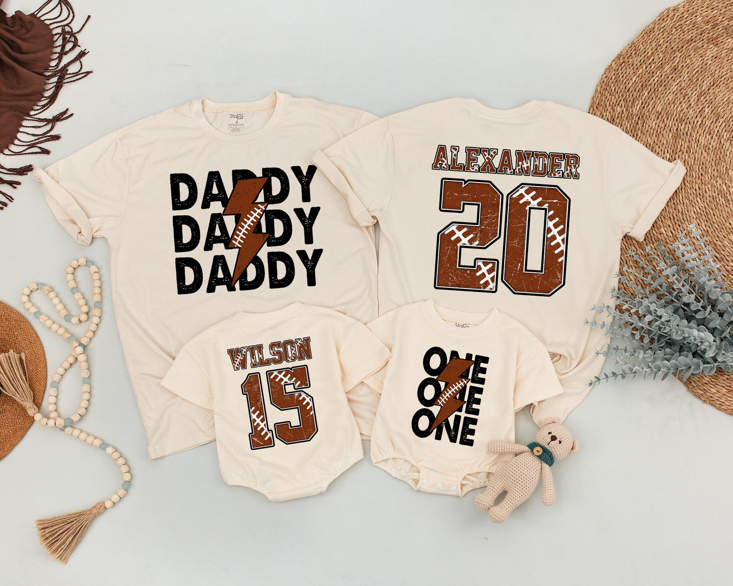 Matching Family Football Shirts: Custom Dad, Son, Baby Gift