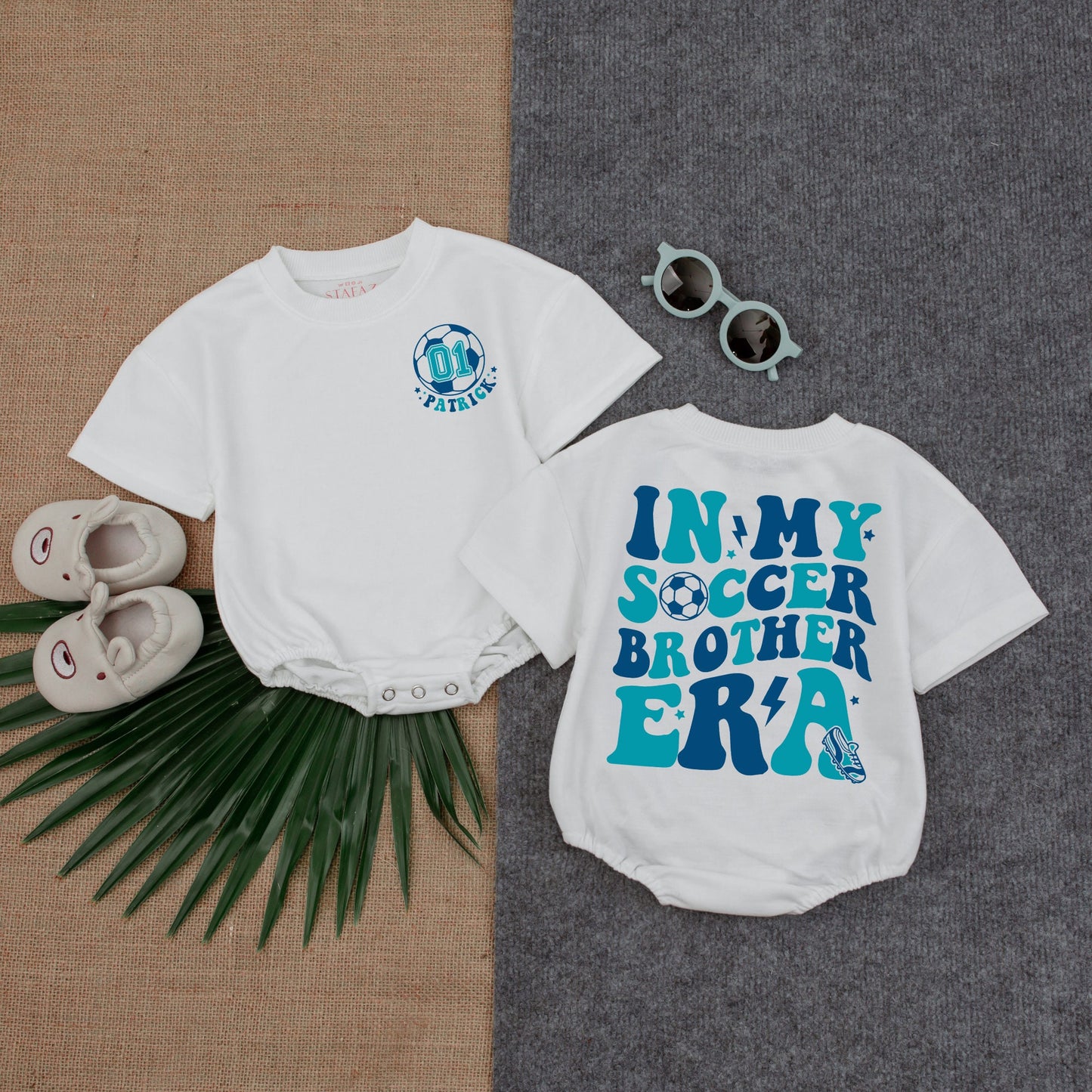 Custom Soccer Brother Romper - Half Birthday & Gameday Baby Outfit