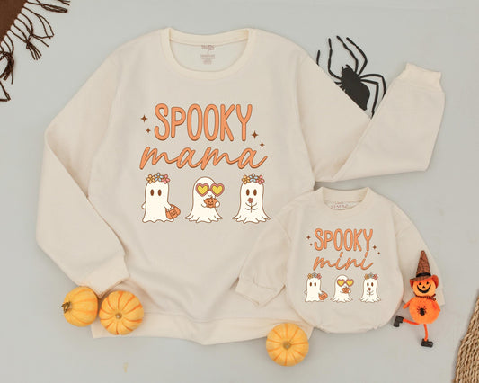 Retro Halloween Mommy & Me Outfits: Spooky Mama & Mini Sweatshirts