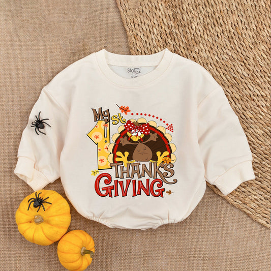 Baby's First Thanksgiving Romper: Cute Fall Outfit Gift for Girls