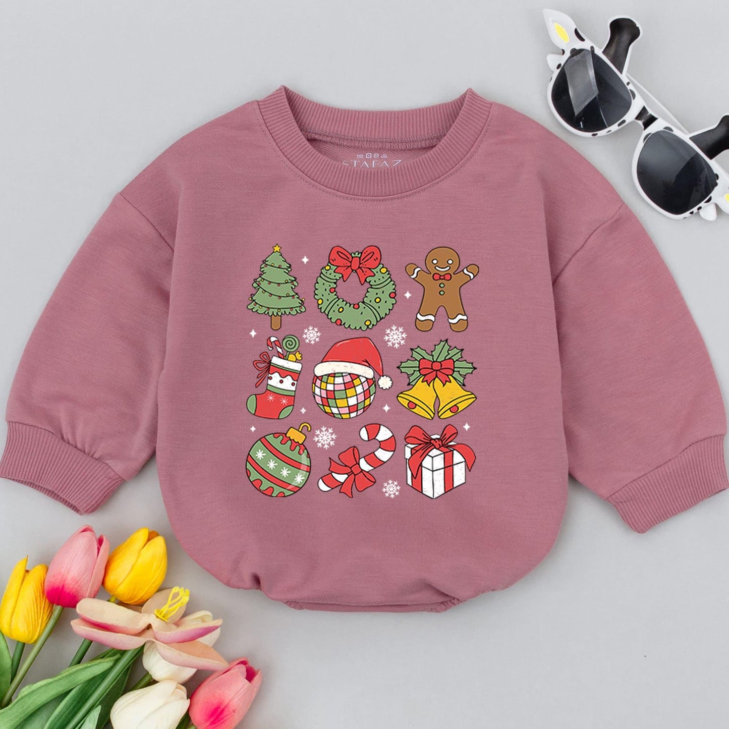 Retro Christmas Baby Romper: Fun 1st Holiday Outfit for Toddlers