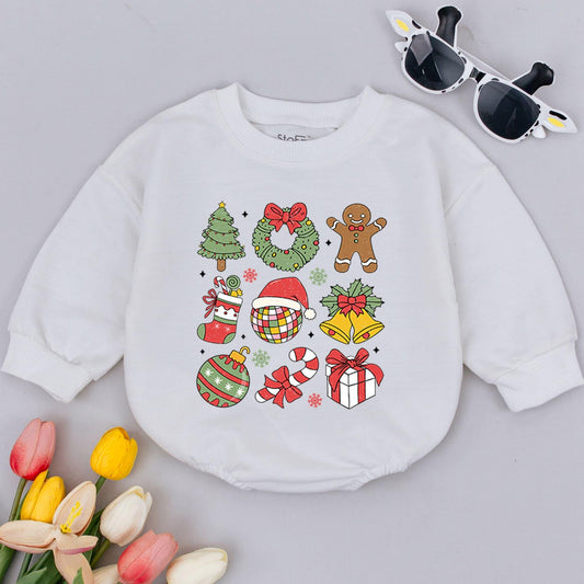 Retro Christmas Baby Romper: Fun 1st Holiday Outfit for Toddlers