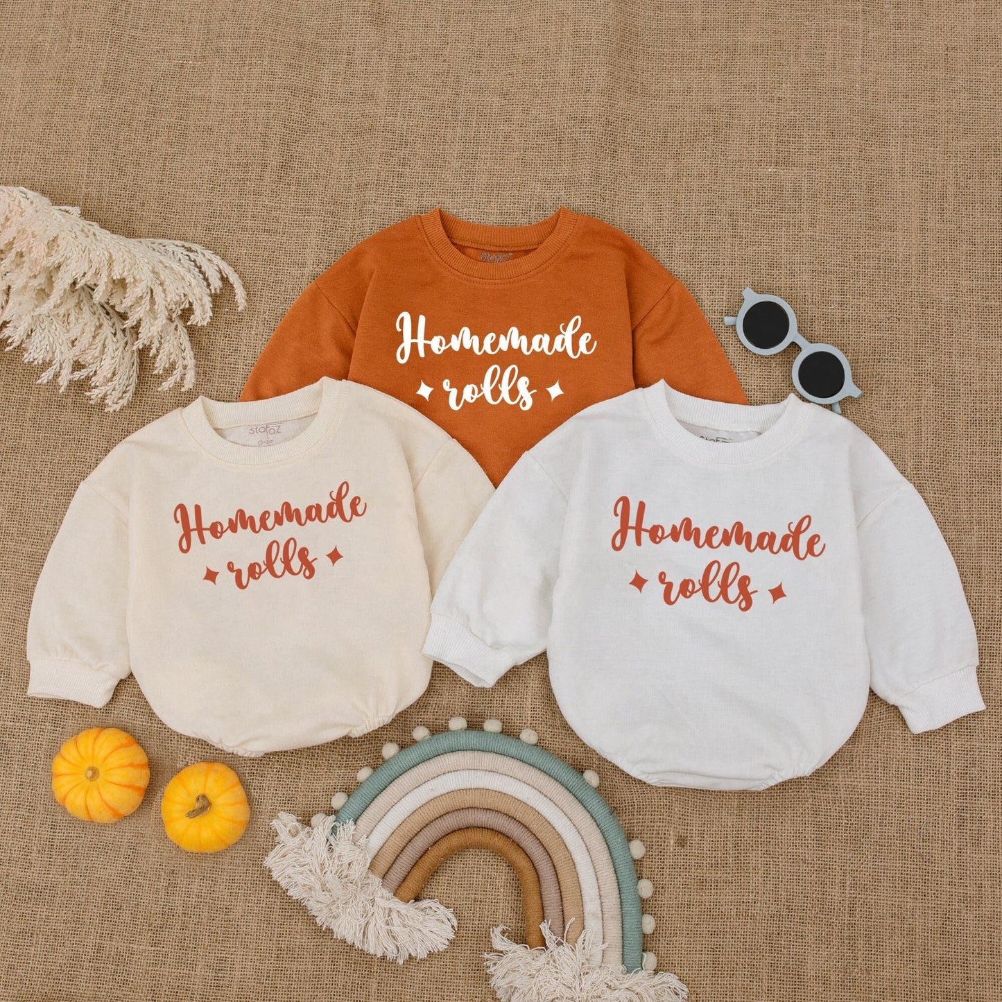 Retro Fall Baby Bodysuit Set: Thanksgiving & Autumn Newborn Outfit