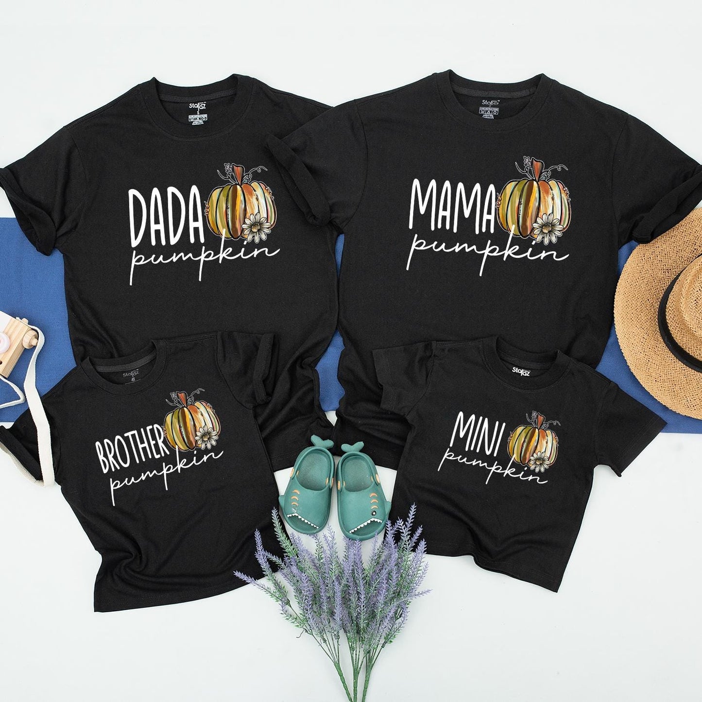 Custom Matching Family Pumpkin Shirts Mama Dada Sister Mini Whimsical Fall Mommy and Me Outfits Colorful Graphic Toddler Baby