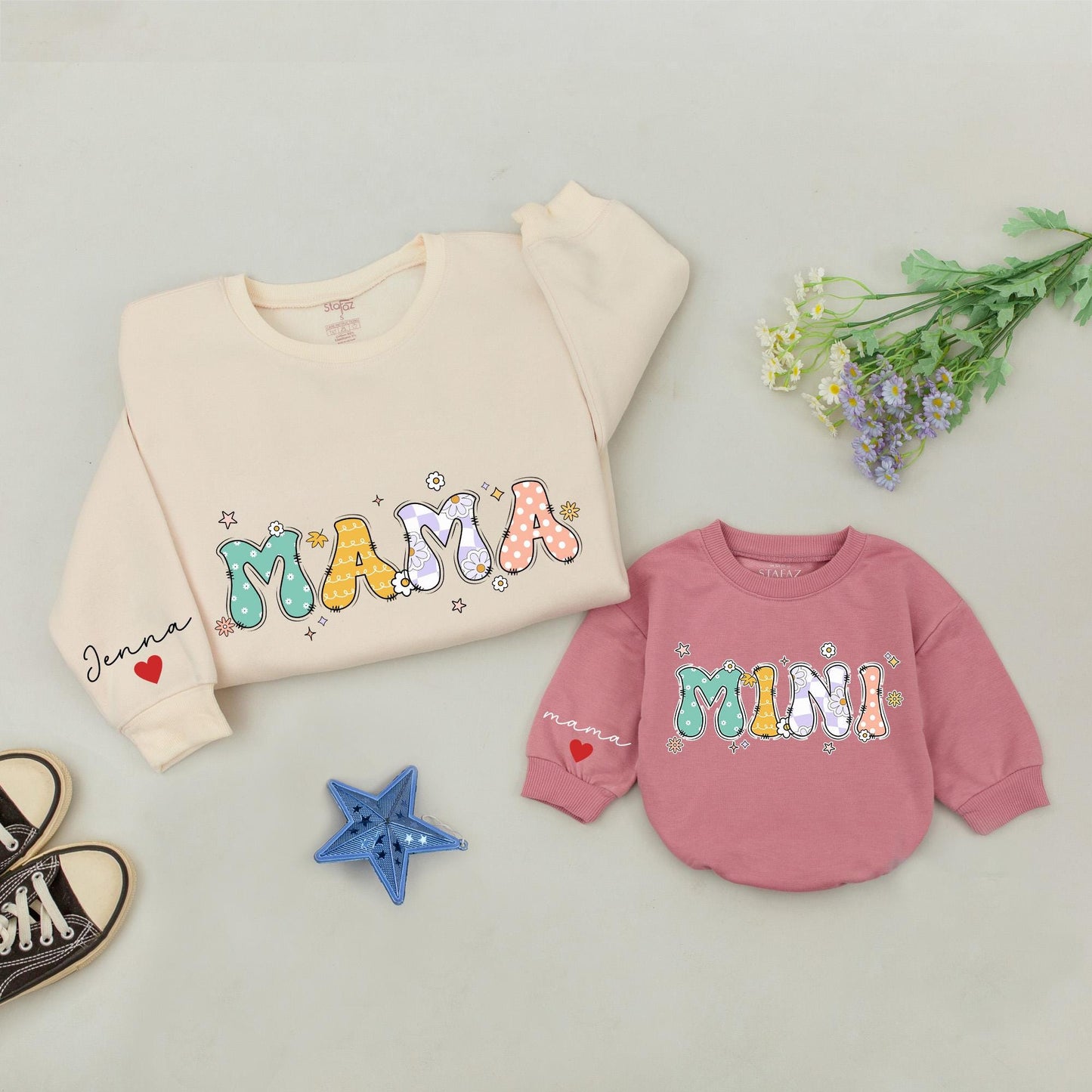 Retro Mama & Mini Sweatshirt Set for Mother's Day & Baby Shower