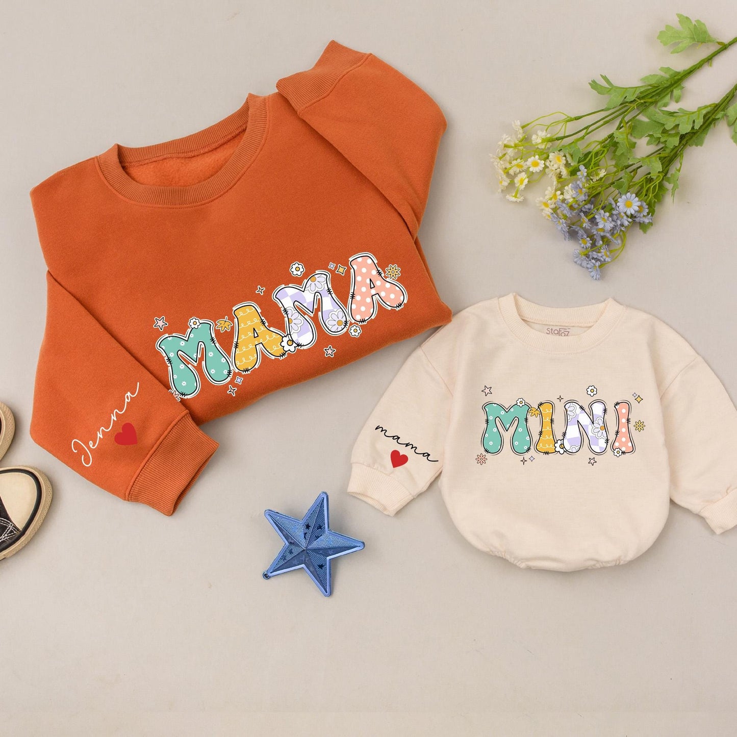 Retro Mama & Mini Sweatshirt Set for Mother's Day & Baby Shower
