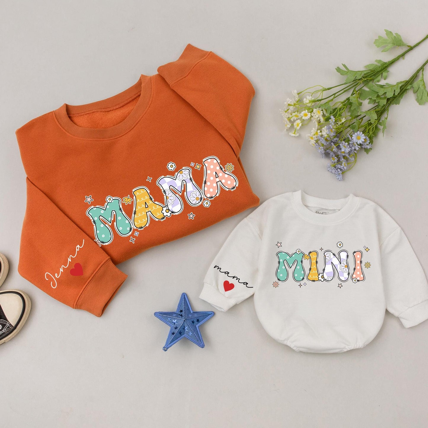 Retro Mama & Mini Sweatshirt Set for Mother's Day & Baby Shower