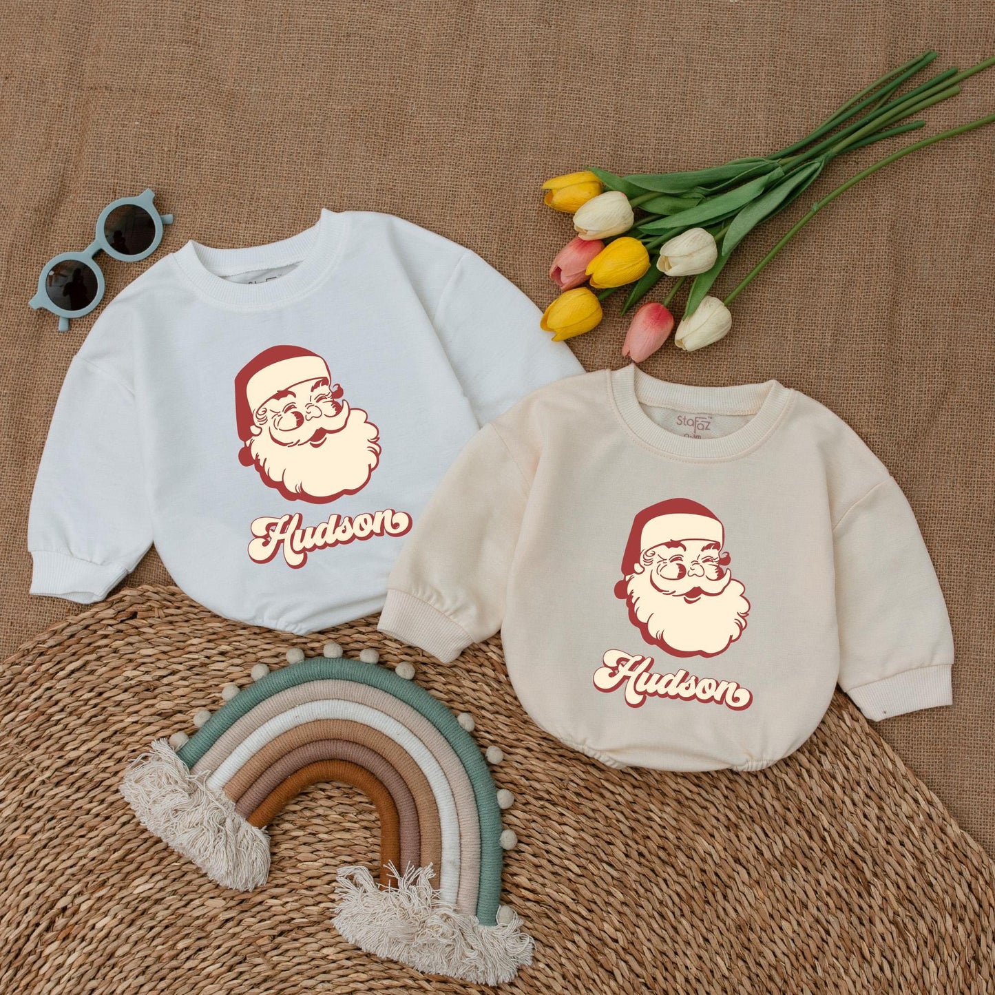 Retro Santa Baby Romper: First Christmas Outfit & Newborn Gift