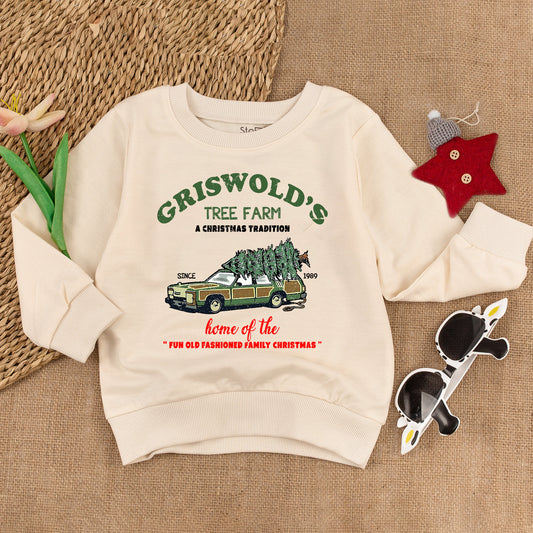 Griswold's Tree Farm Kids Sweatshirt, Retro Christmas Baby & Toddler Shirt, Family Tradition, Since 1989, Vintage Station Wagon, Christmas Gift