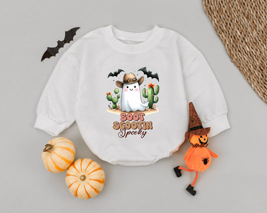Cowboy Ghost Baby Romper: Cute Western Outift for Halloween Fun