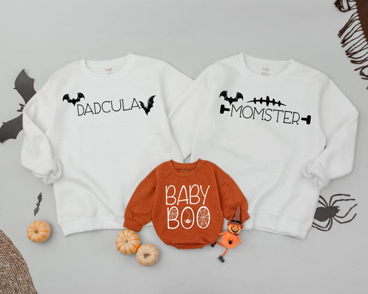 Matching Halloween Family Sweatshirts: Momster, Dadcula, Baby Boo Outfits, Spooky Cute Costume Sweatshirts, Couples Halloween Sweaters, Family Shirts
