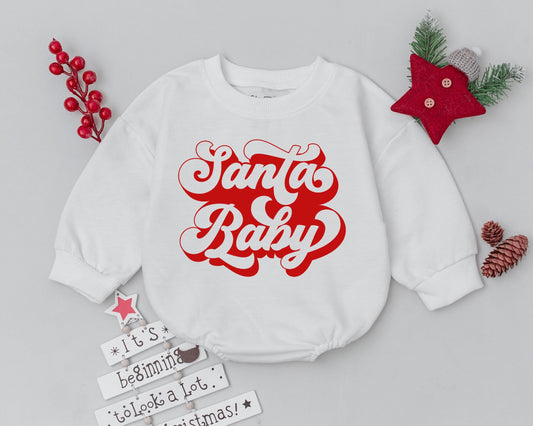 Groovy Santa Baby Romper: Retro 1st Christmas & Shower Gift