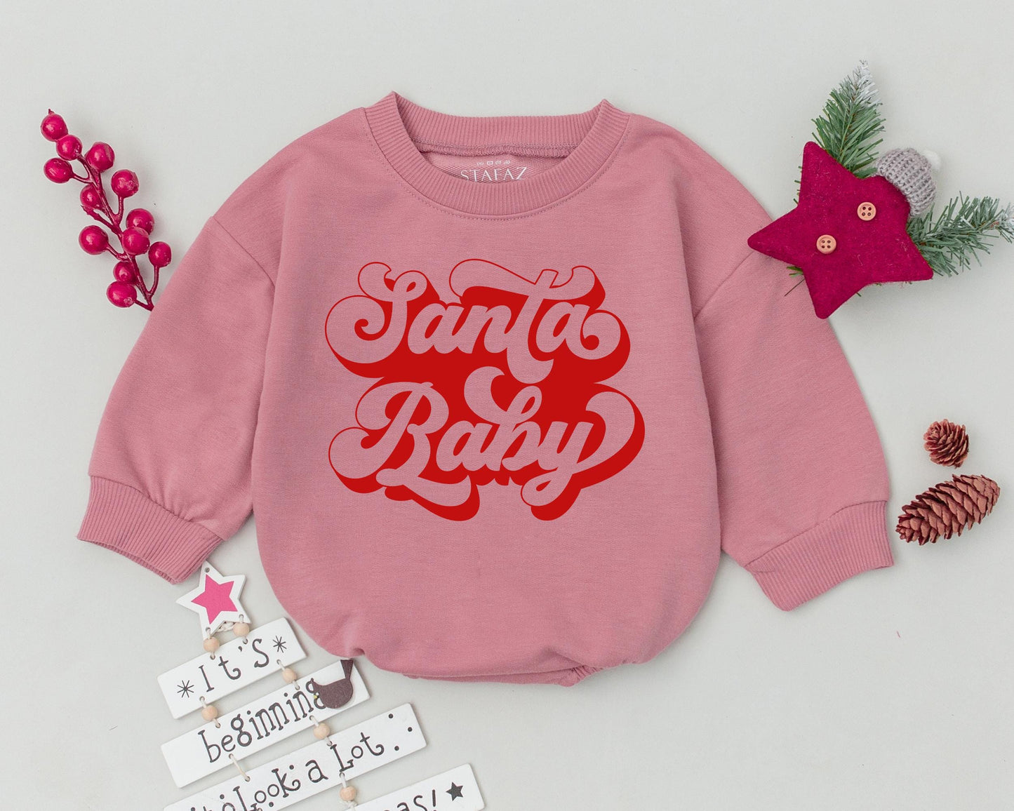 Groovy Santa Baby Romper: Retro 1st Christmas & Shower Gift
