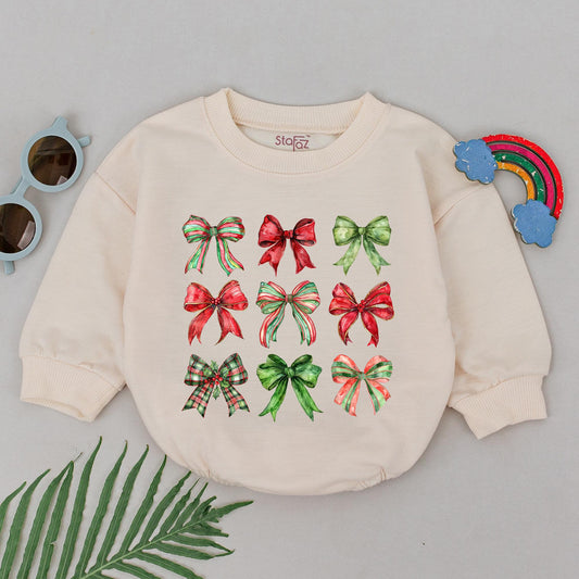 Retro Christmas Bubble Romper | Personalized Baby Shower Gift