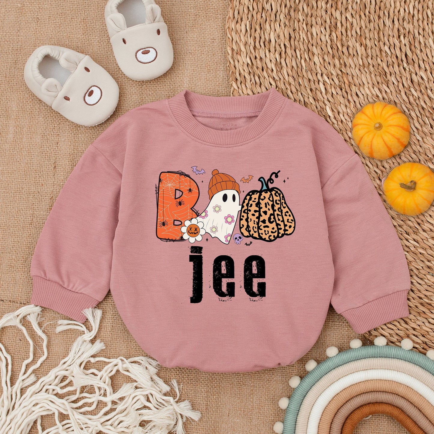 Boo Halloween Baby Girl Bodysuit First Halloween Outfit Spooky Season Pumpkin Costume Romper