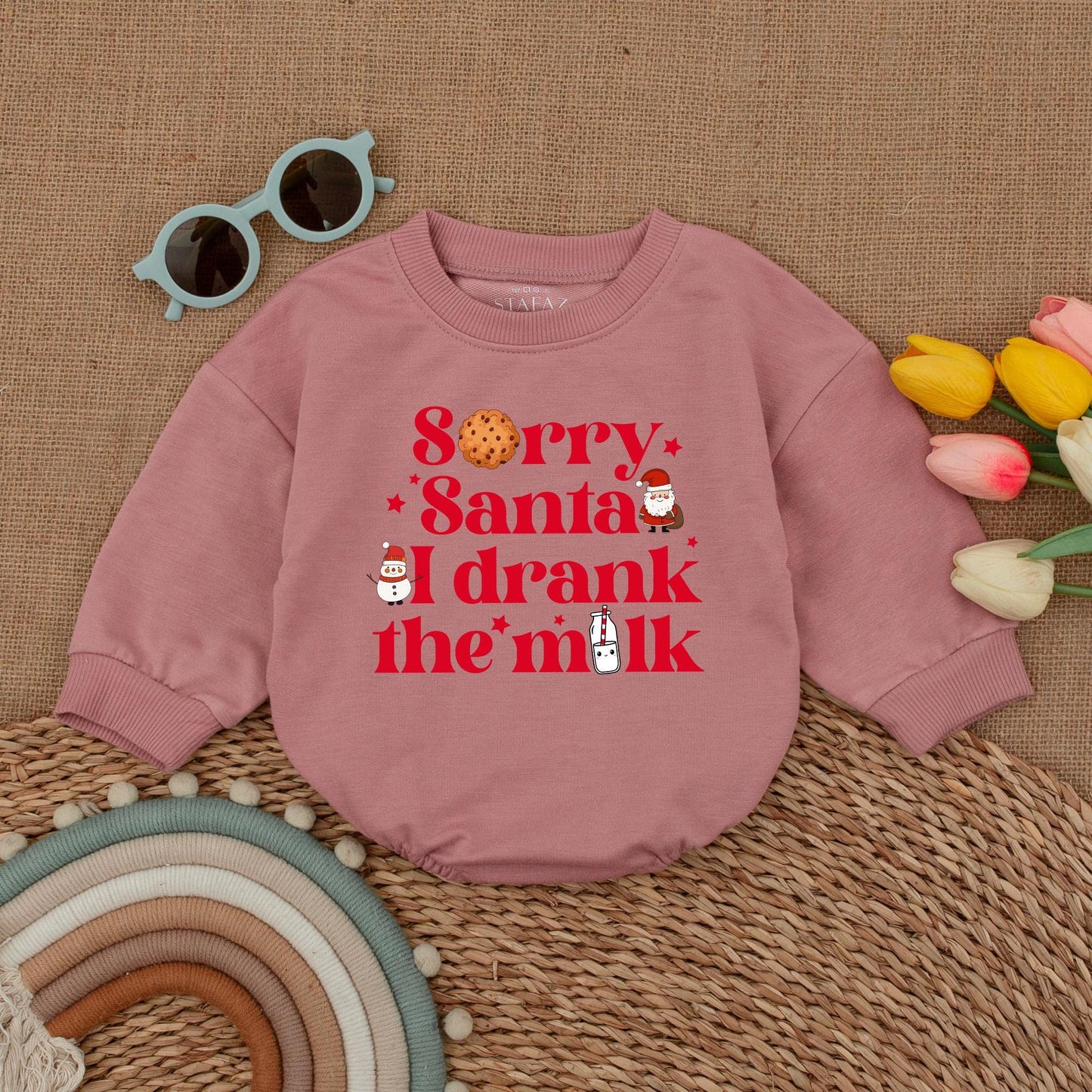 Baby's First Christmas Vintage Santa Romper - Long Sleeve Festive Outfit