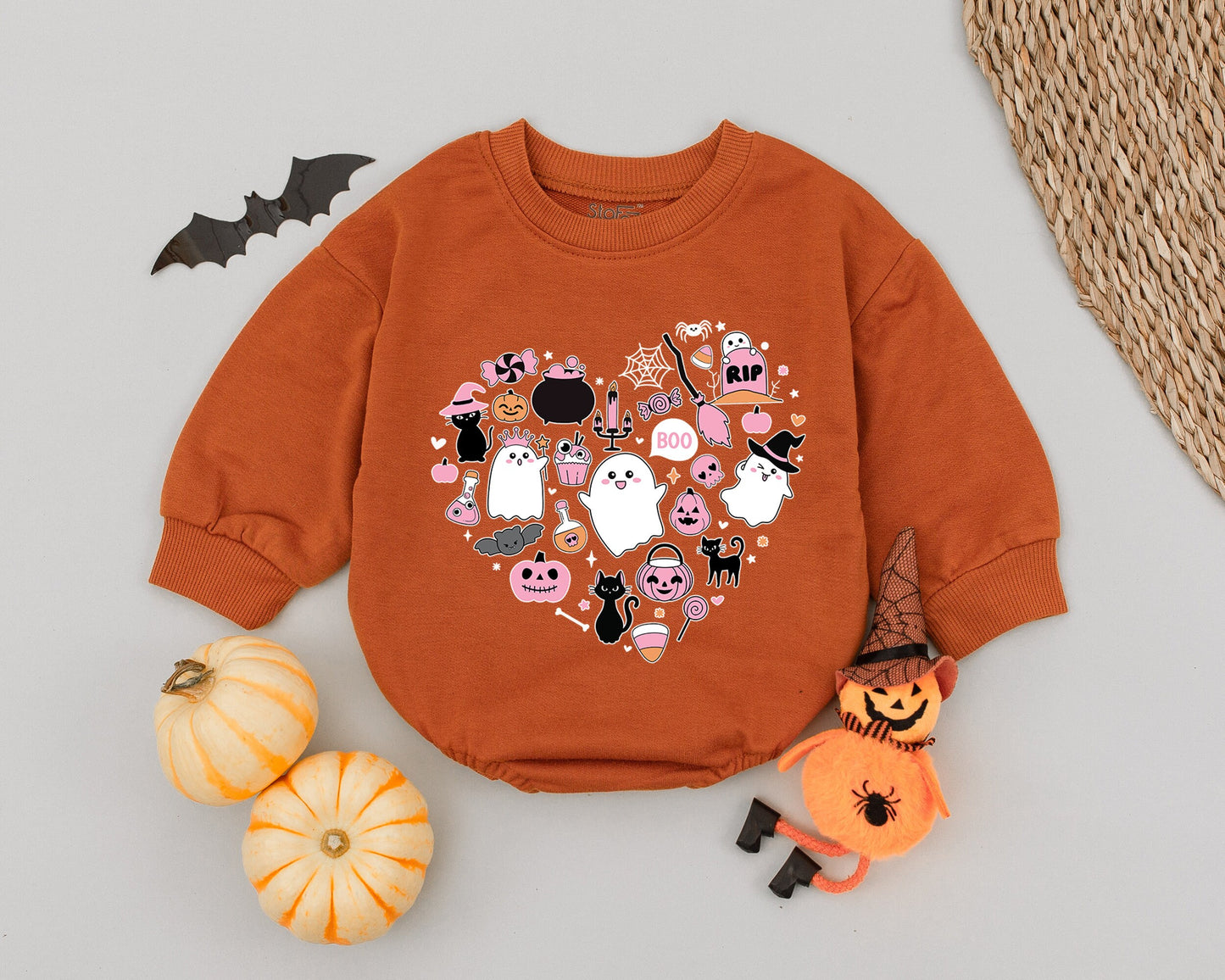 Adorable Pink Halloween Romper: Ghost Pumpkin Baby Costume Outfit