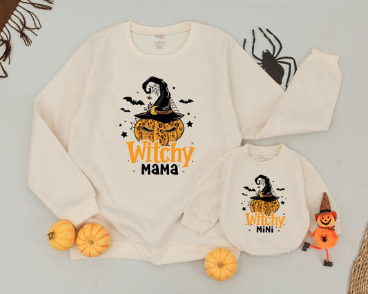 Spooky Mama and Mini Fall Sweatshirts: Retro Halloween Outfits