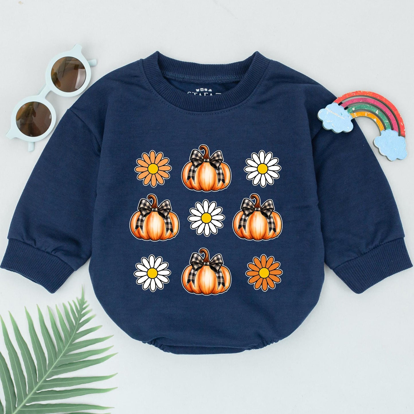 Personalized Retro Pumpkin Romper for Fall: Baby’s First Thanksgiving