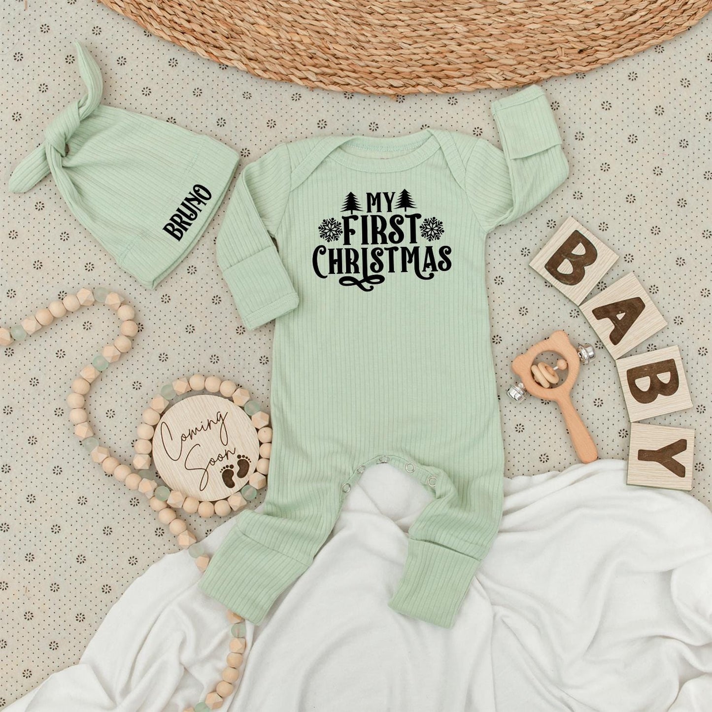 My First Christmas Baby Romper with Snowflake Design, Soft Holiday Outfit for Baby Boy or Girl, Newborn Gift