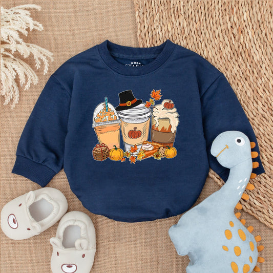 Pumpkin Spice Baby Romper - First Thanksgiving & Fall Outfit