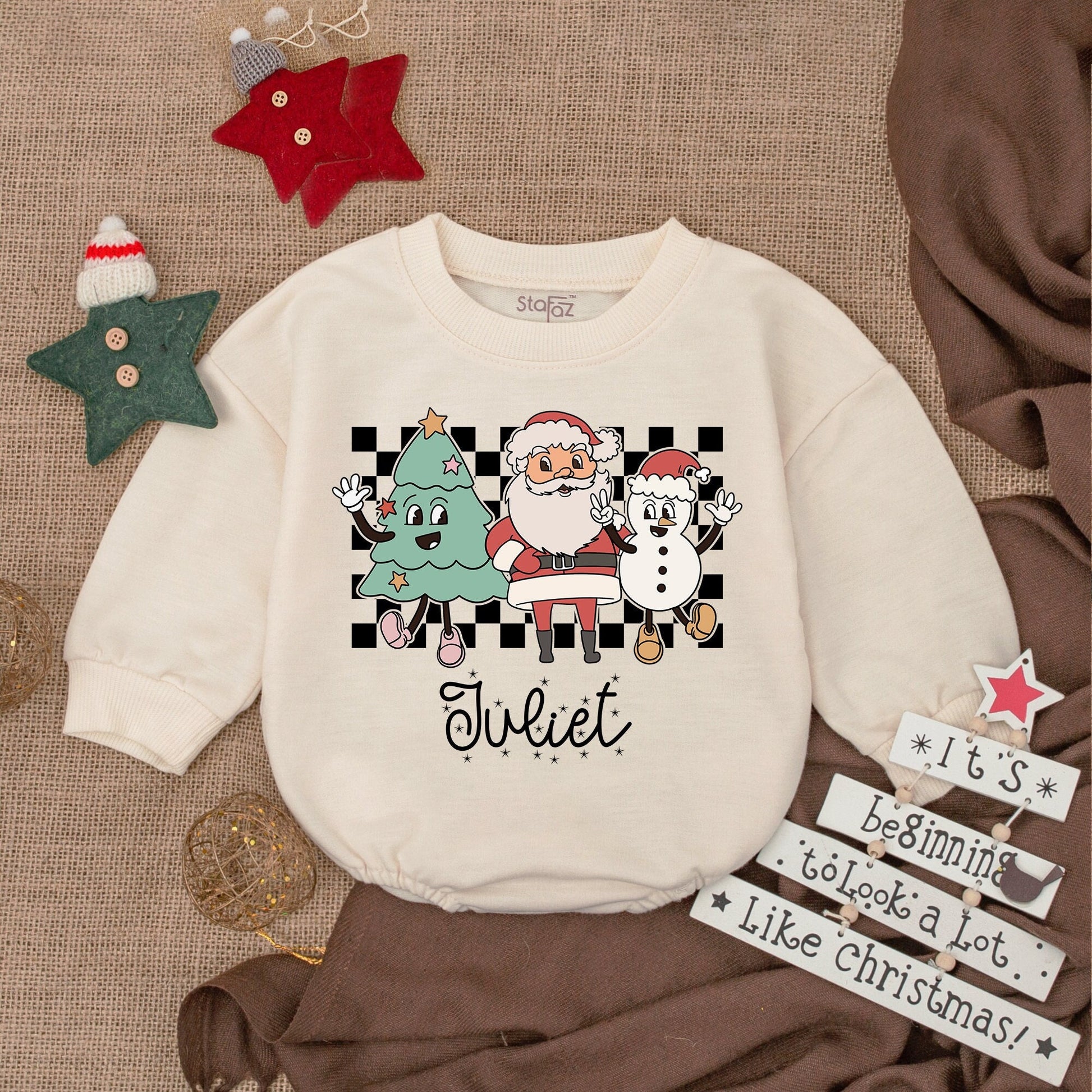 Christmas Baby Bubble Romper – Santa Claus Outfit for Girls