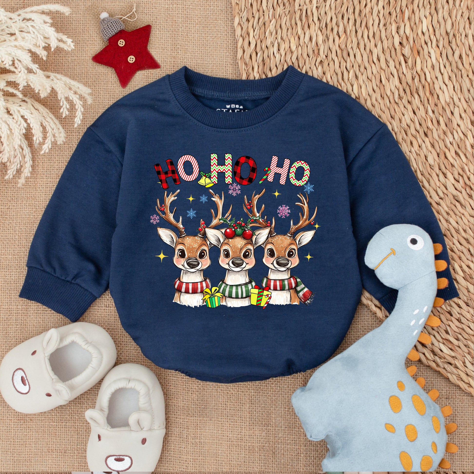 Funny Farm Animal Xmas Romper, Baby Bodysuit, Gift for Girl or Boy