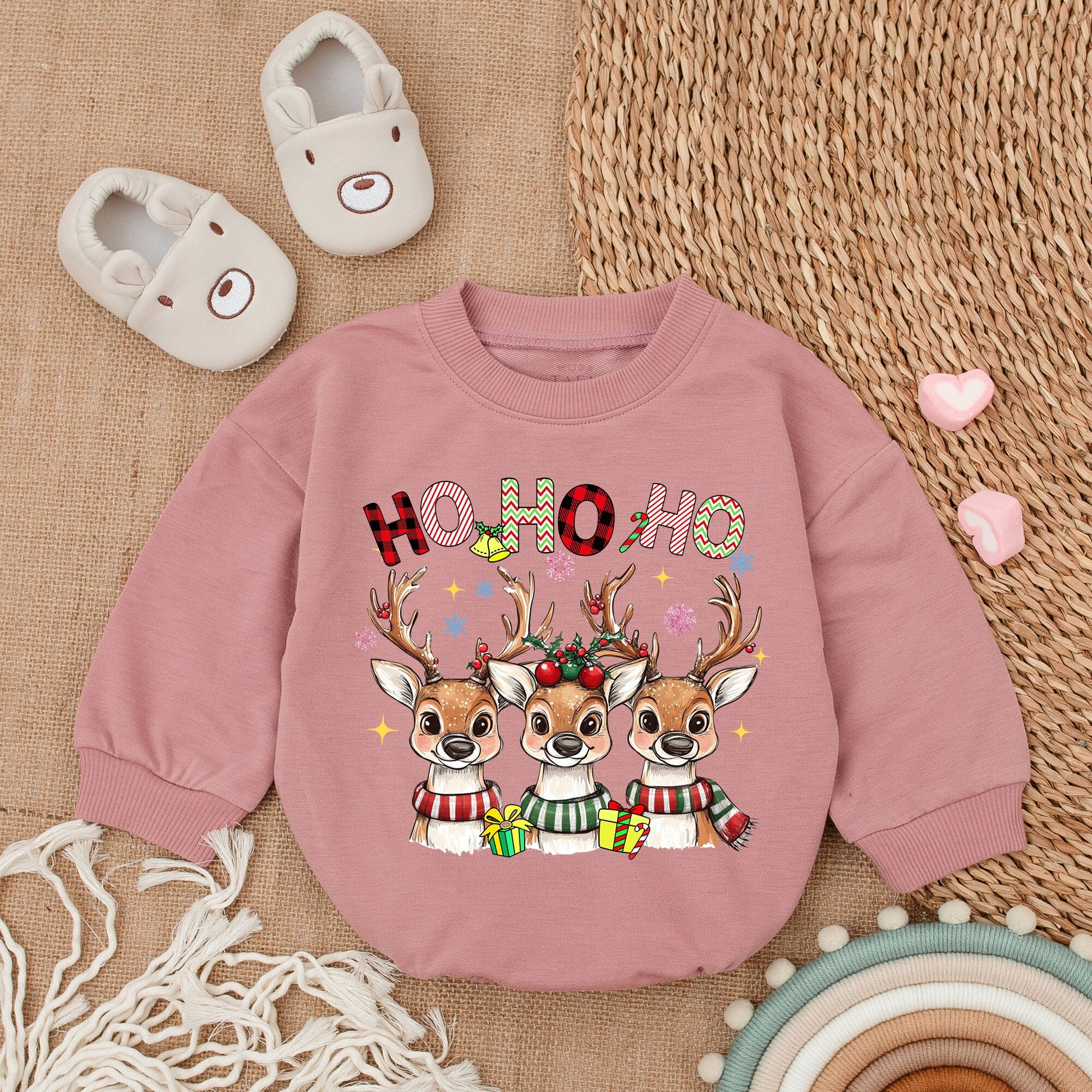 Funny Farm Animal Xmas Romper, Baby Bodysuit, Gift for Girl or Boy