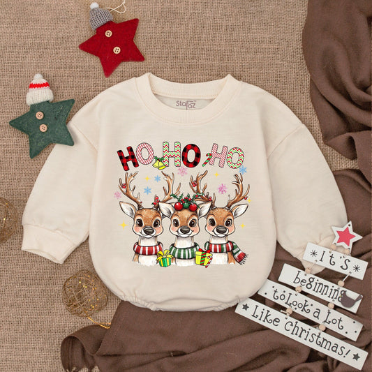 Funny Farm Animal Xmas Romper, Baby Bodysuit, Gift for Girl or Boy