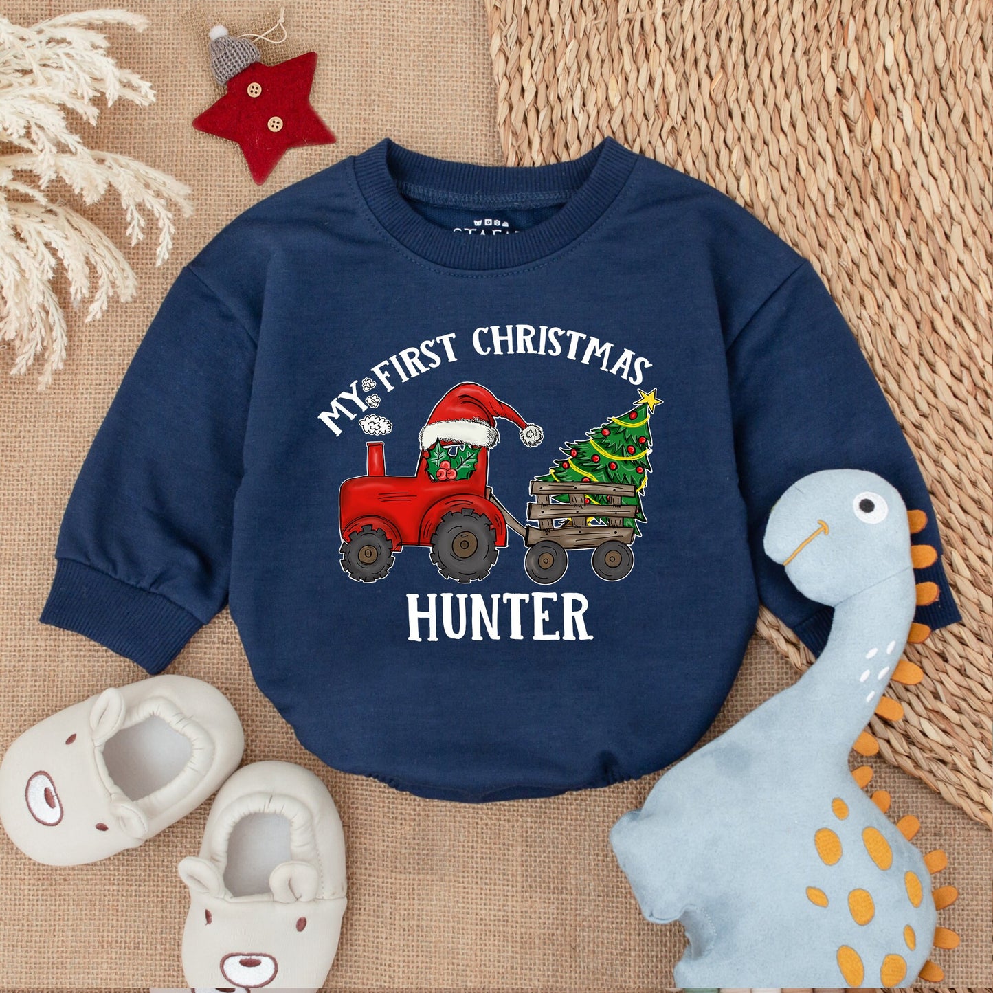 Farm Christmas Romper & Sweatshirt: Custom Baby & Toddler Gift