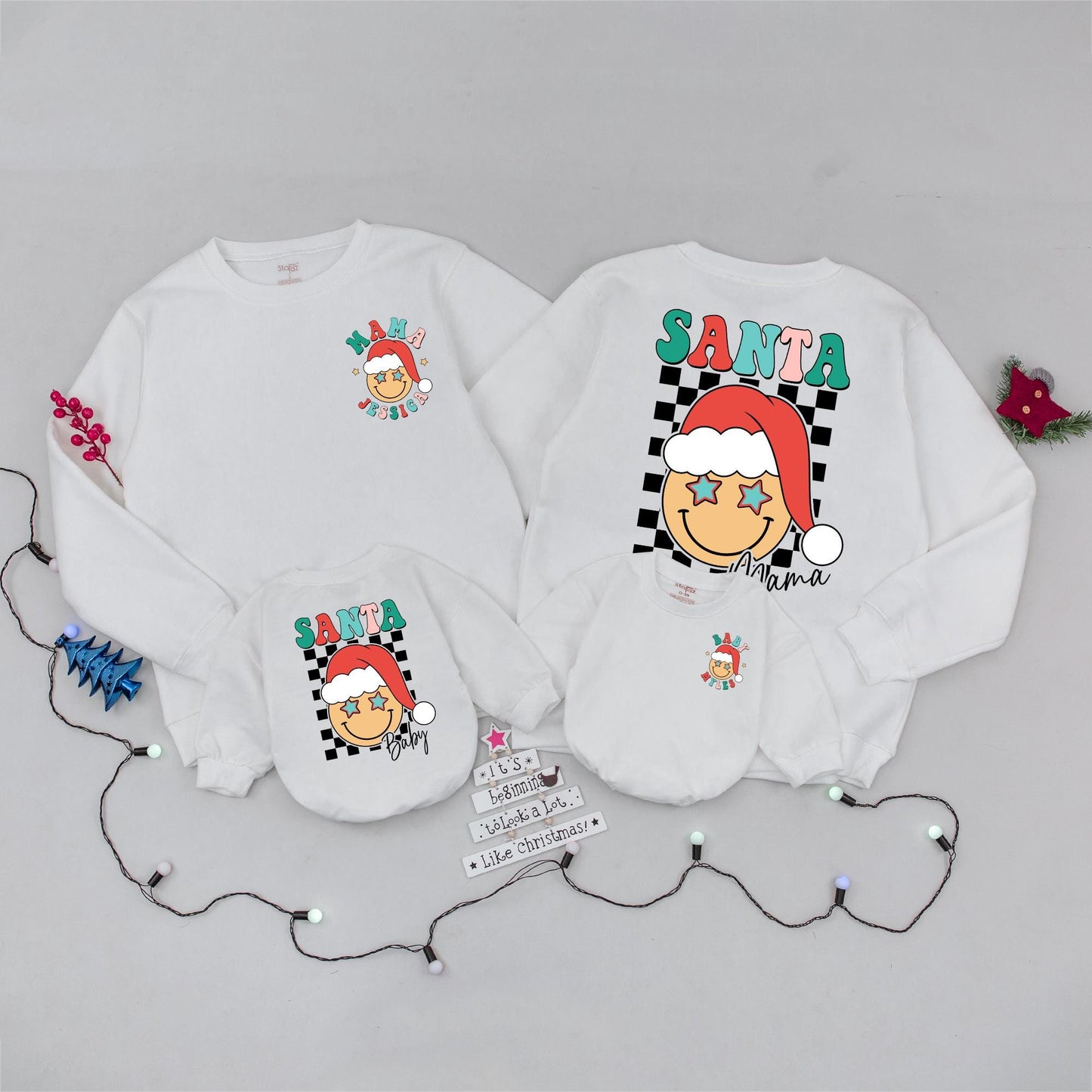 Festive Family Sweater Set: Custom Christmas & Retro Santa Designs