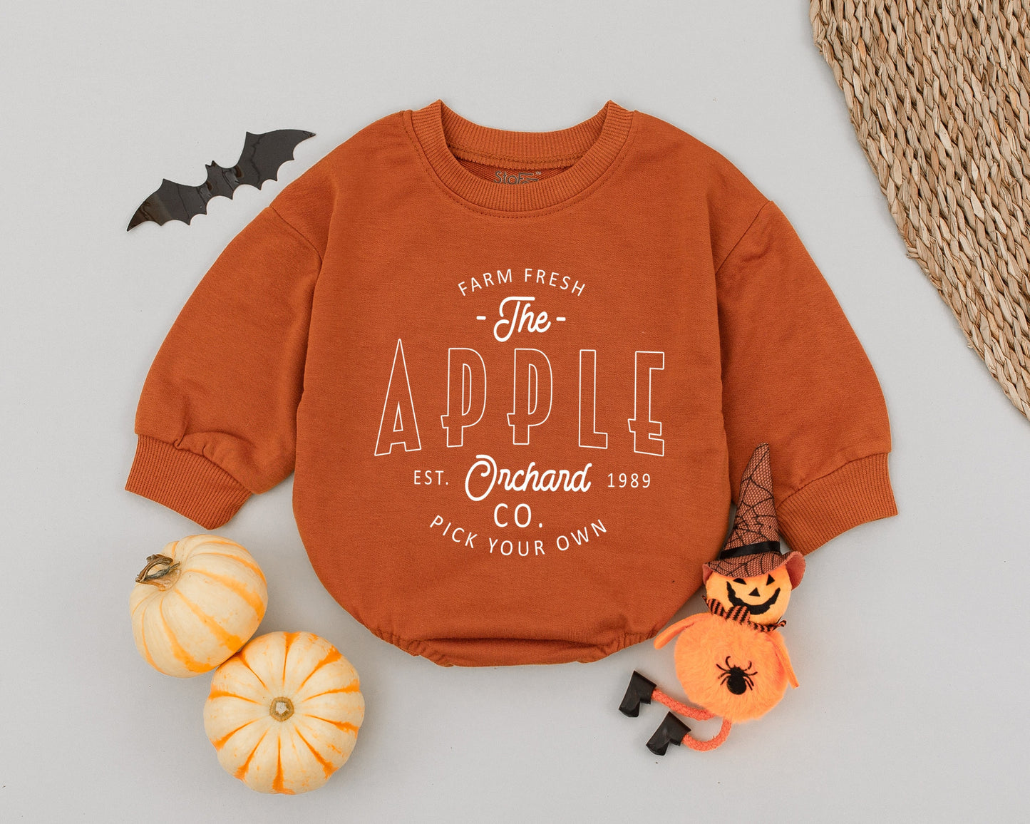 Retro Boho Apple Orchard Romper for Baby - Perfect Fall Outfit