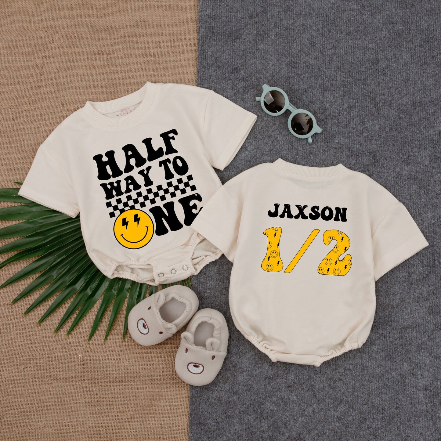 Halfway to One Smiley Romper: 1/2 Birthday & Baby Shower Gift