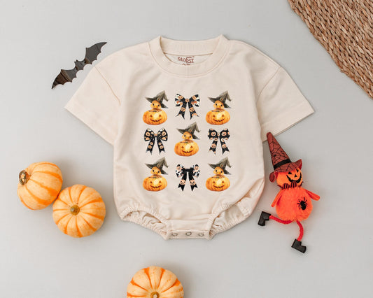 Retro Pumpkin Duck Romper: First Halloween Costume for Babies