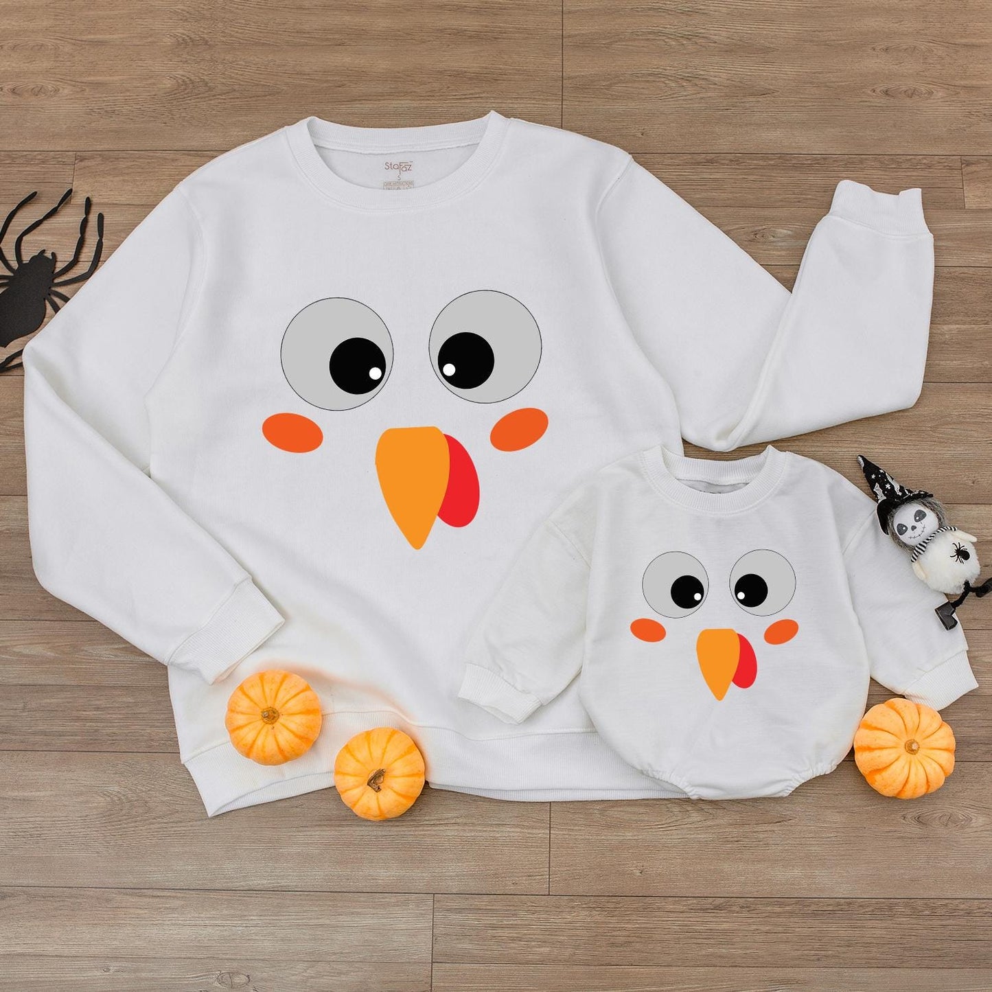 Adorable Thanksgiving Baby Sweatshirt with Cute Turkey and Pumpkin Design for First Fall Celebration Gender Neutral Infant Toddler Kid Baby Shower Gift