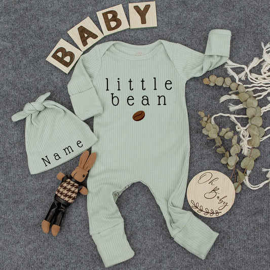 Personalized Little Bean Bodysuit - New Baby Clothes for Coffee Lovers & Newborn Gift, Coming Home Outfit, Gender Neutral Baby Boy or Girl