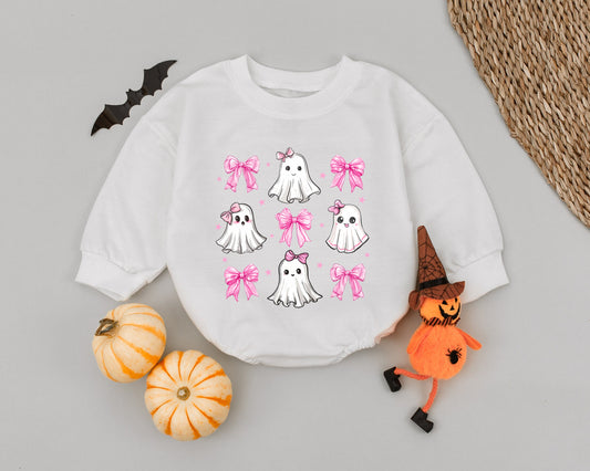 Pink Ghost Baby Romper: First Halloween Outfit & Costume