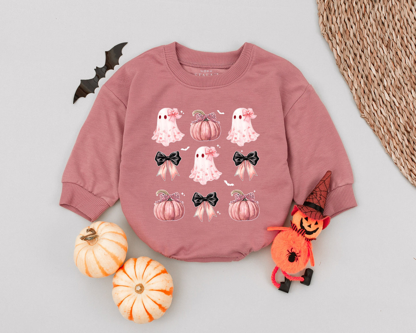 Pink Pumpkin & Ghost Baby Romper: Adorable First Halloween Outfit