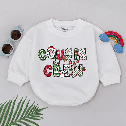 Retro Cousin Crew Romper: 1st Christmas & Baby Shower Gift