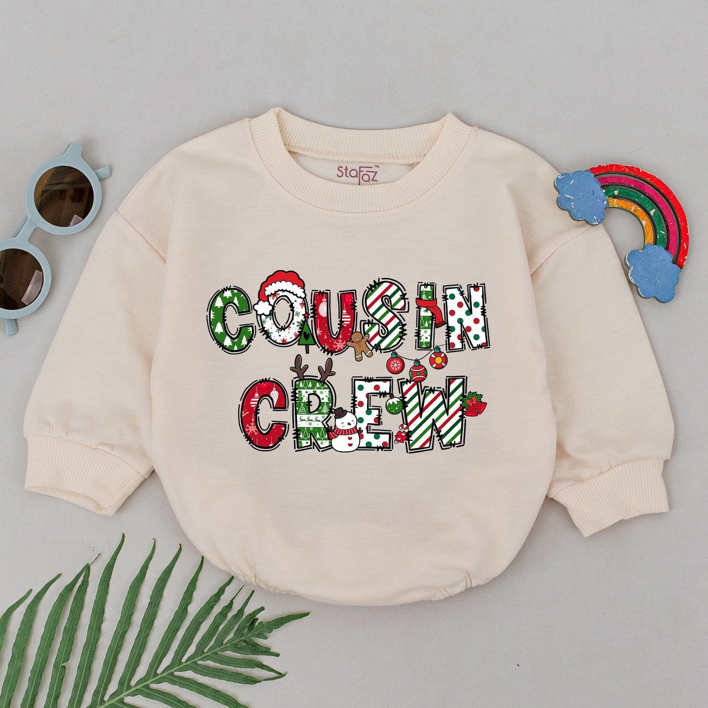 Retro Cousin Crew Romper: 1st Christmas & Baby Shower Gift