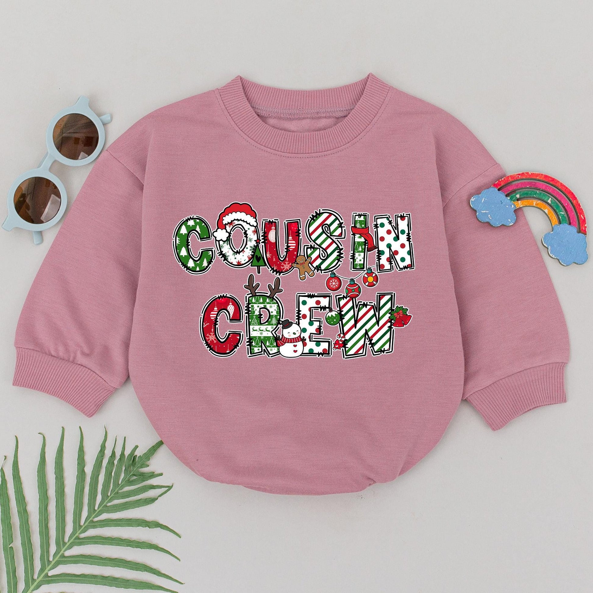 Retro Cousin Crew Romper: 1st Christmas & Baby Shower Gift