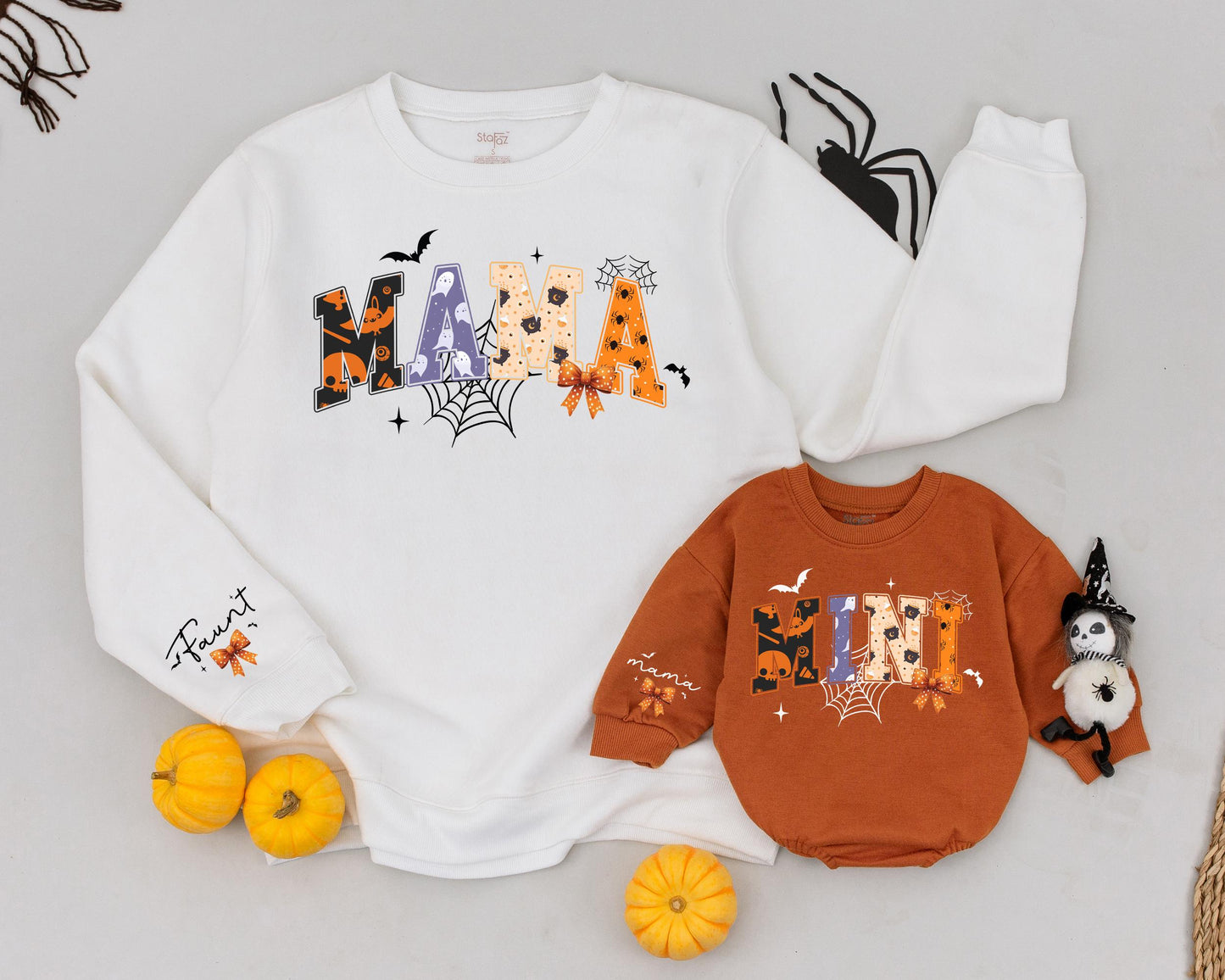 Matching Halloween Sweatshirts: Cute Ghost Mama and Mini Outfit