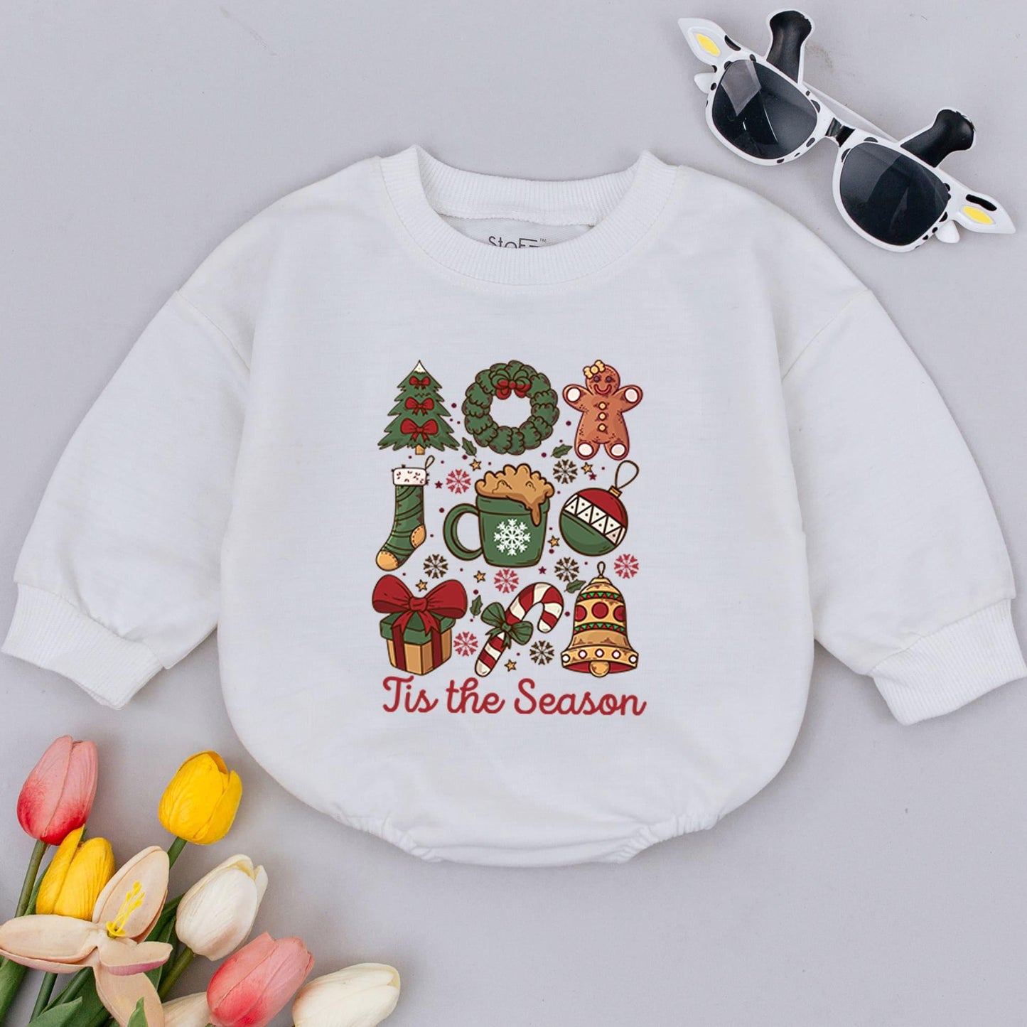 Retro Coquette Hot Cocoa Christmas Baby Bubble Romper Outfit