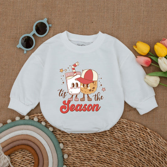 Retro Christmas Bubble Romper: Cute First Xmas Baby Bodysuit Gift