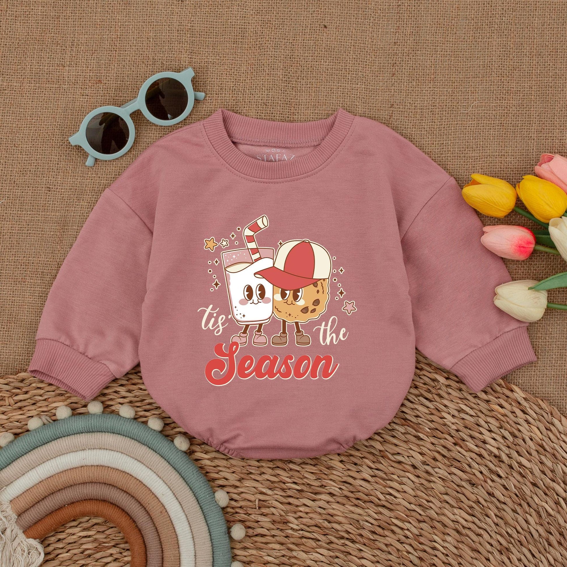 Retro Christmas Bubble Romper: Cute First Xmas Baby Bodysuit Gift